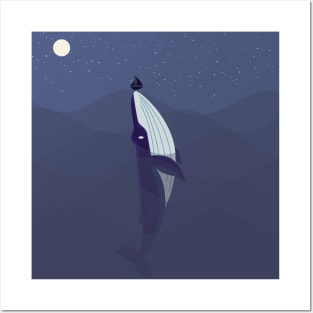 whale in the ocean illustration art Posters and Art